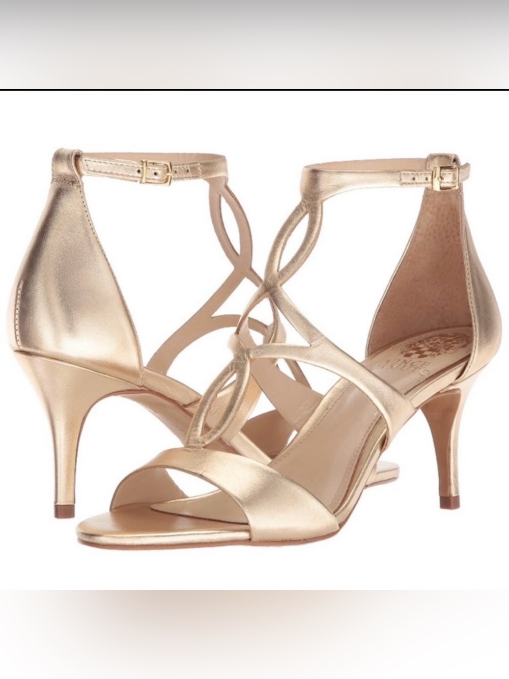 Vince Camuto PAYTO Metallic Gold Strappy Sandals Size 8. Leather
